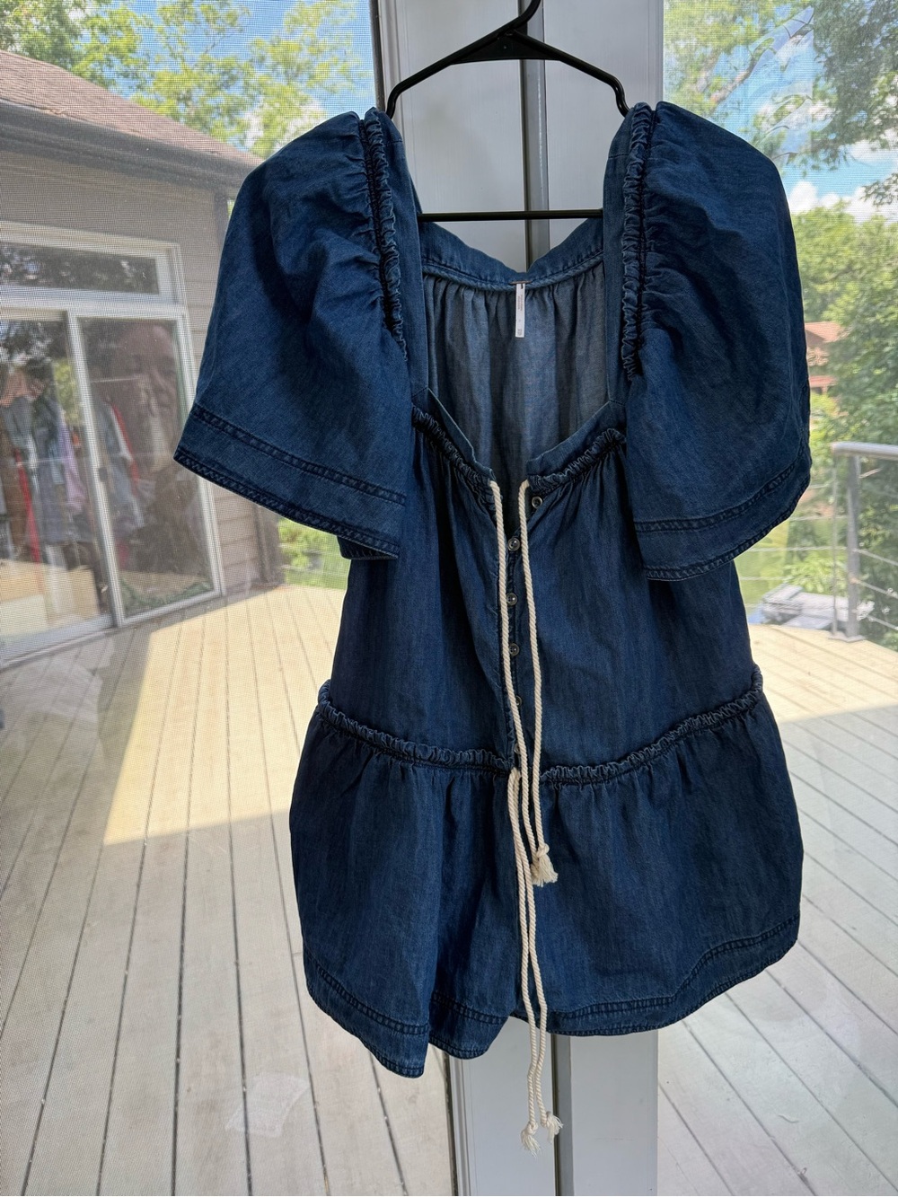 Denim free people romper, size xs